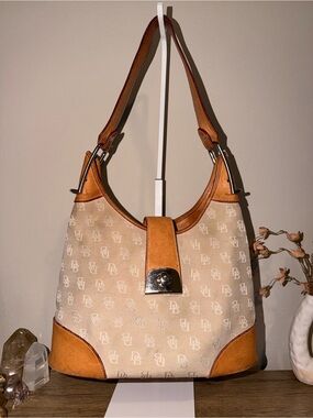 Dooney & Bourke Beige and Tan Monogram Shoulder Bag
